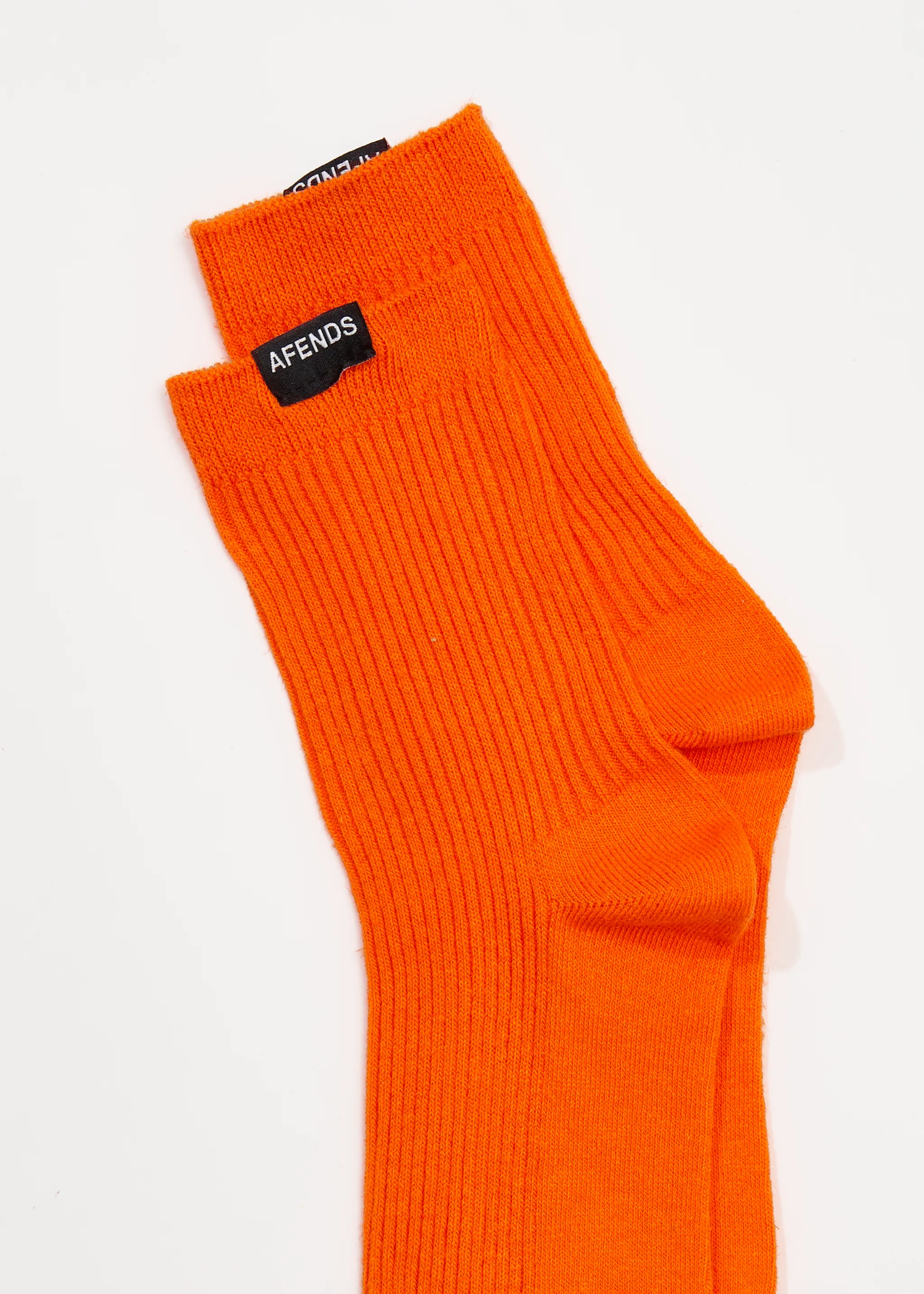 AFENDS Unisex The Essential - Ribbed Crew Socks - Orange