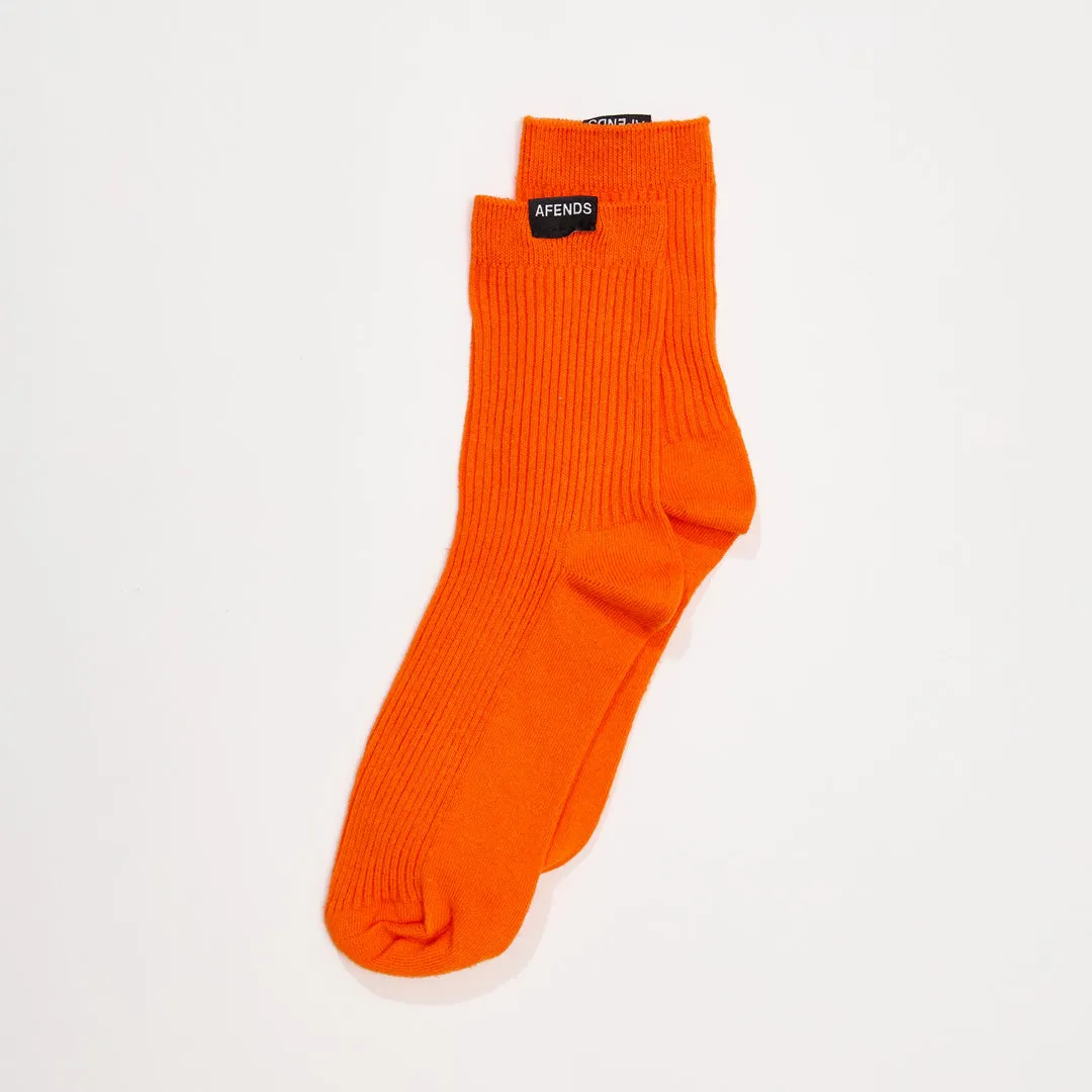 AFENDS Unisex The Essential - Ribbed Crew Socks - Orange