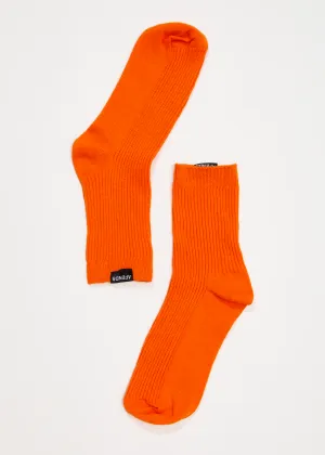 AFENDS Unisex The Essential - Ribbed Crew Socks - Orange