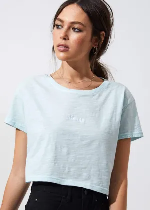 Afends Womens Donna - Wide Neck Cropped Tee - Baby Blue