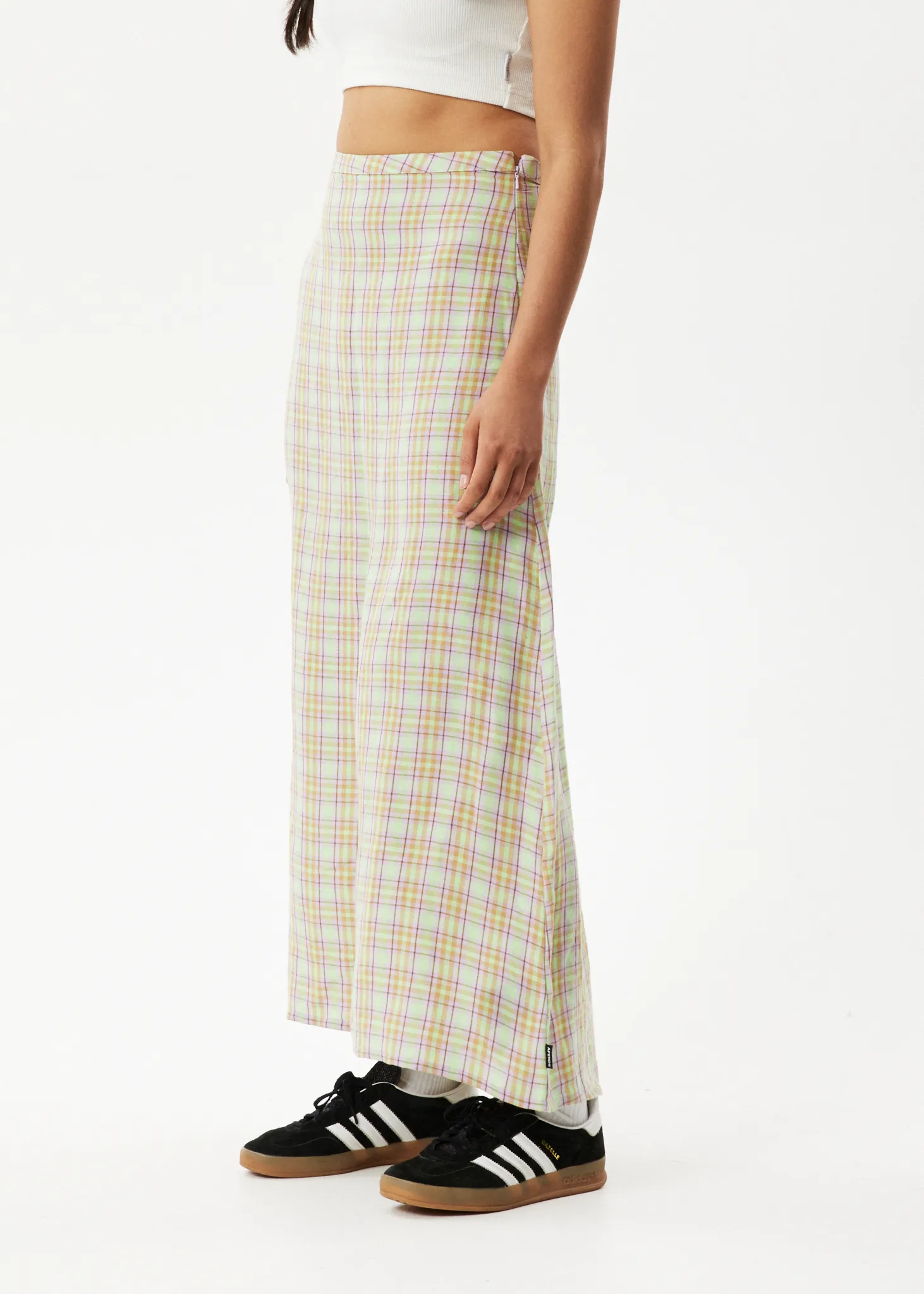 AFENDS Womens Kali - Maxi Skirt - Pistachio Check