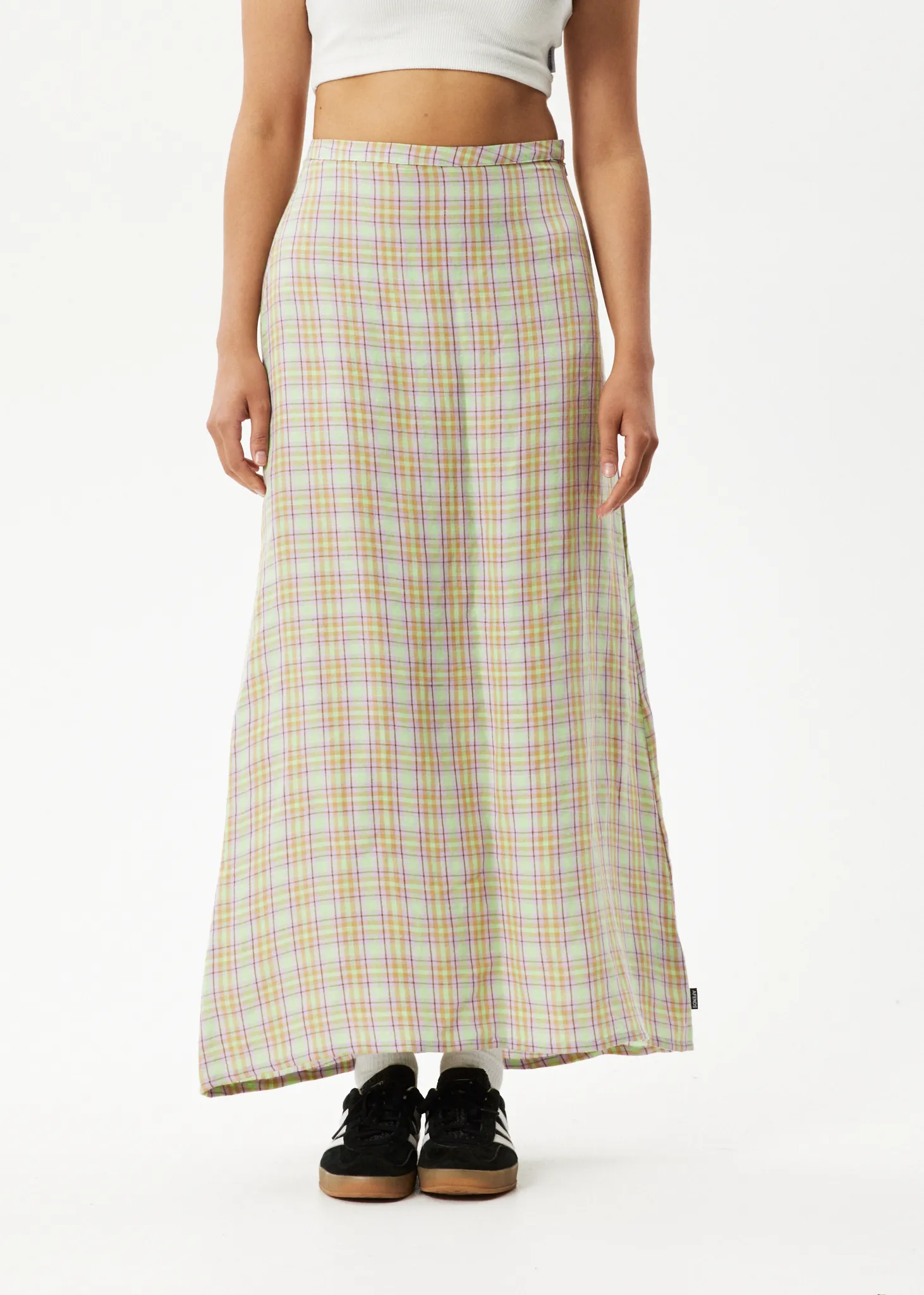 AFENDS Womens Kali - Maxi Skirt - Pistachio Check