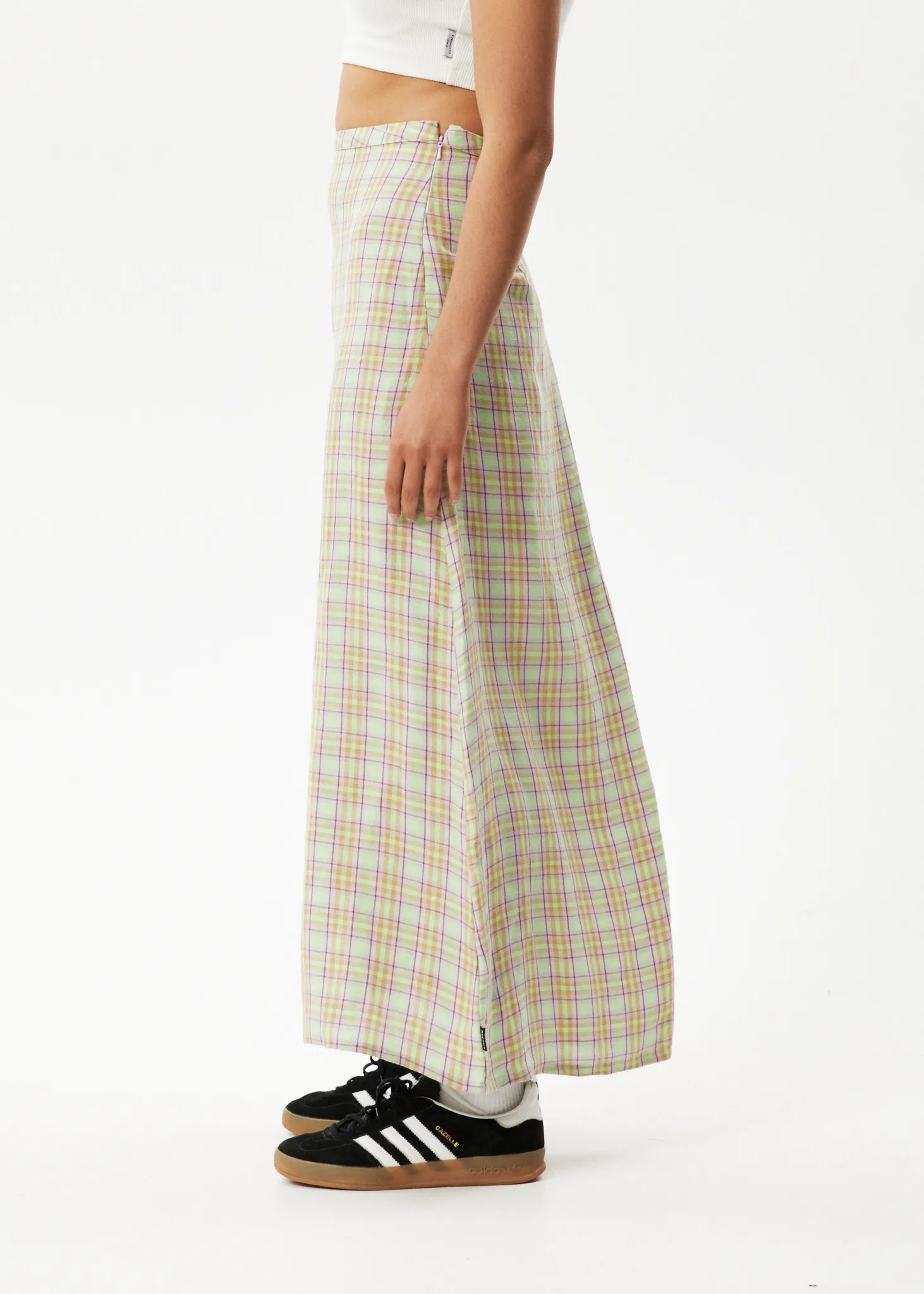 AFENDS Womens Kali - Maxi Skirt - Pistachio Check