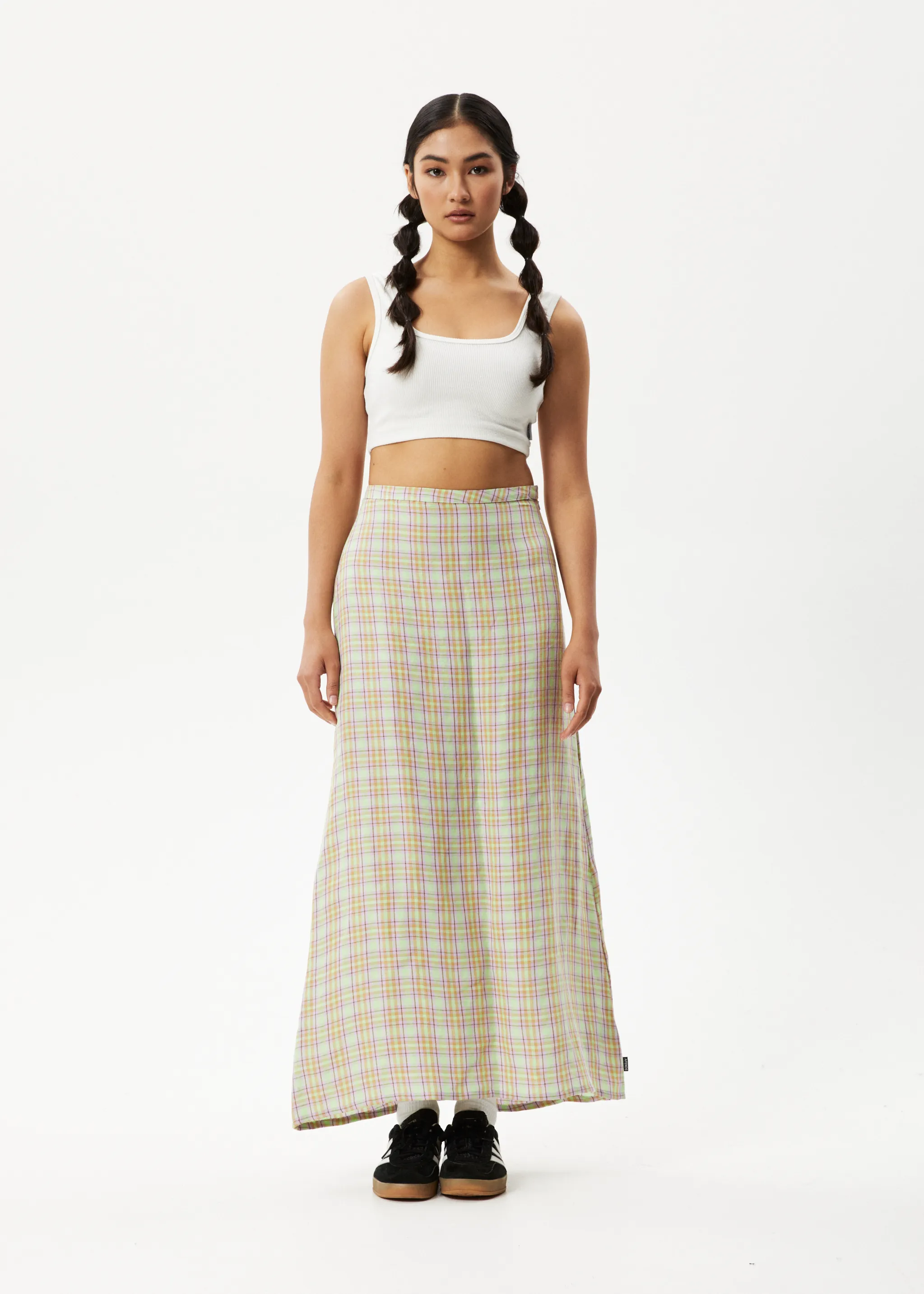 AFENDS Womens Kali - Maxi Skirt - Pistachio Check