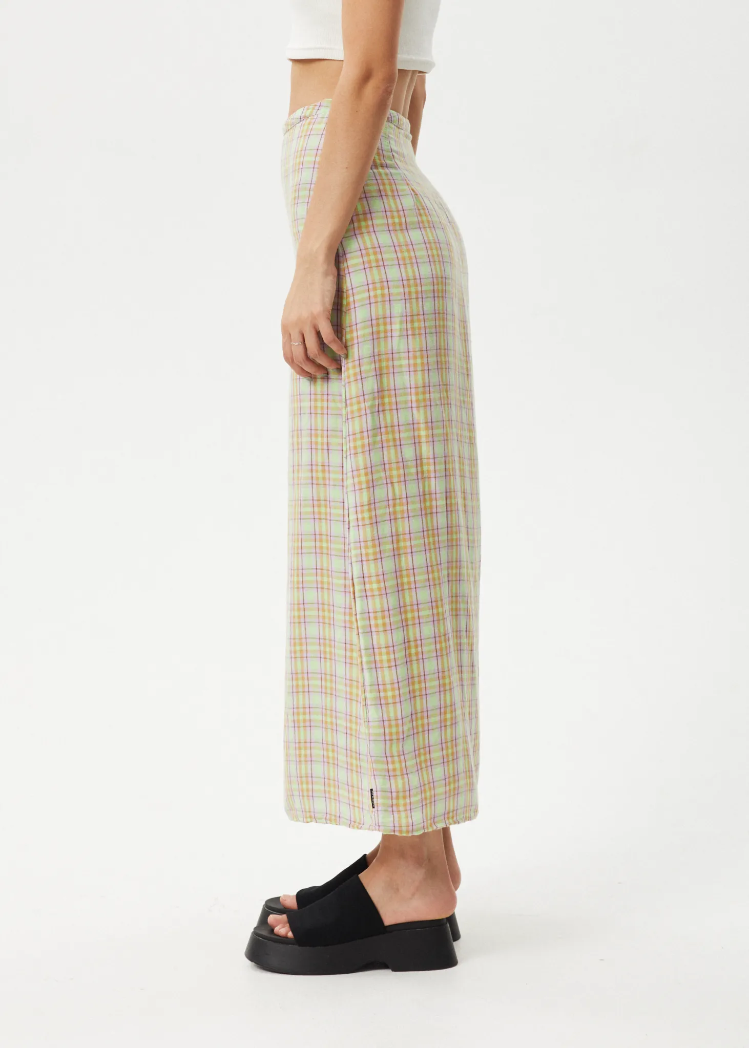 AFENDS Womens Kali - Maxi Skirt - Pistachio Check