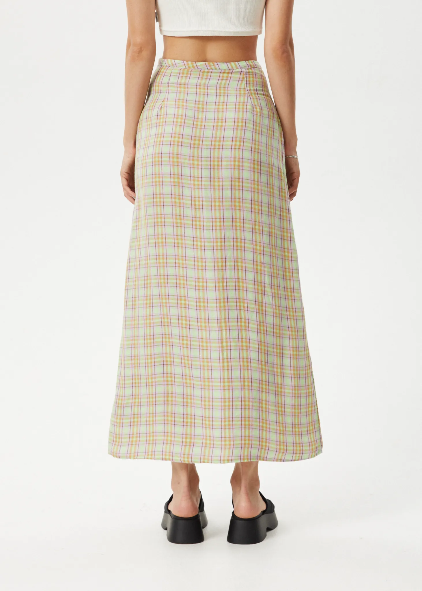 AFENDS Womens Kali - Maxi Skirt - Pistachio Check