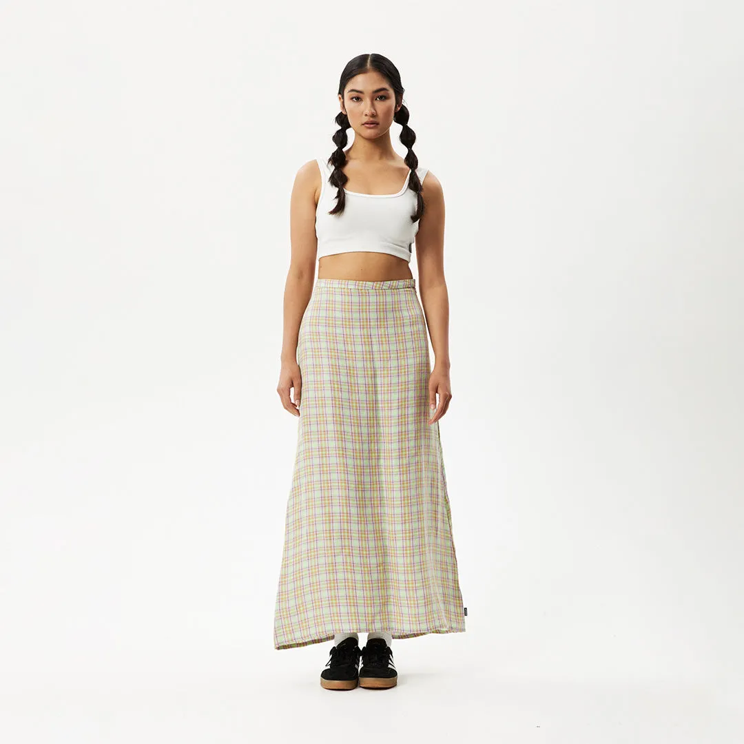 AFENDS Womens Kali - Maxi Skirt - Pistachio Check