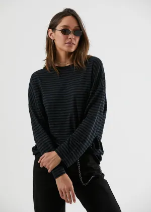 Afends Womens Noa - Hemp Oversized Long Sleeve Tee - Slate