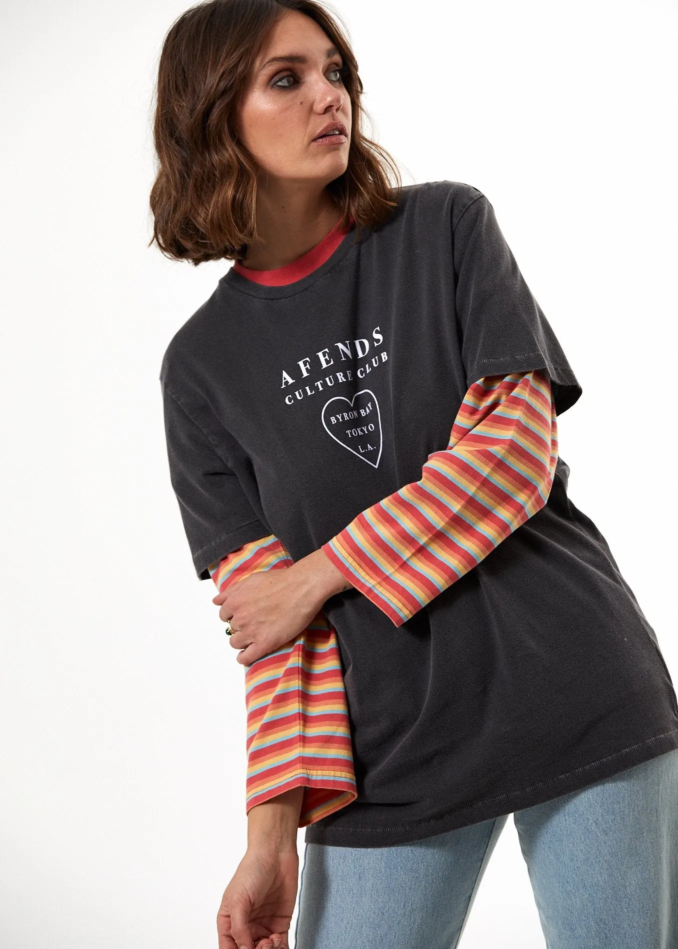 Afends Womens Rainbow - Oversize Long Sleeve Tee