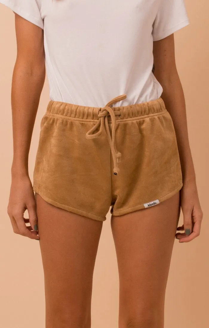 Afends Womens Sunday - Tan Suede - Easy Shorts