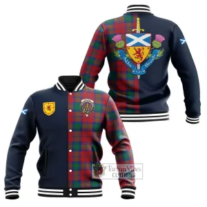 Affleck Tartan Baseball Jacket Alba with Scottish Lion Royal Arm Half Style