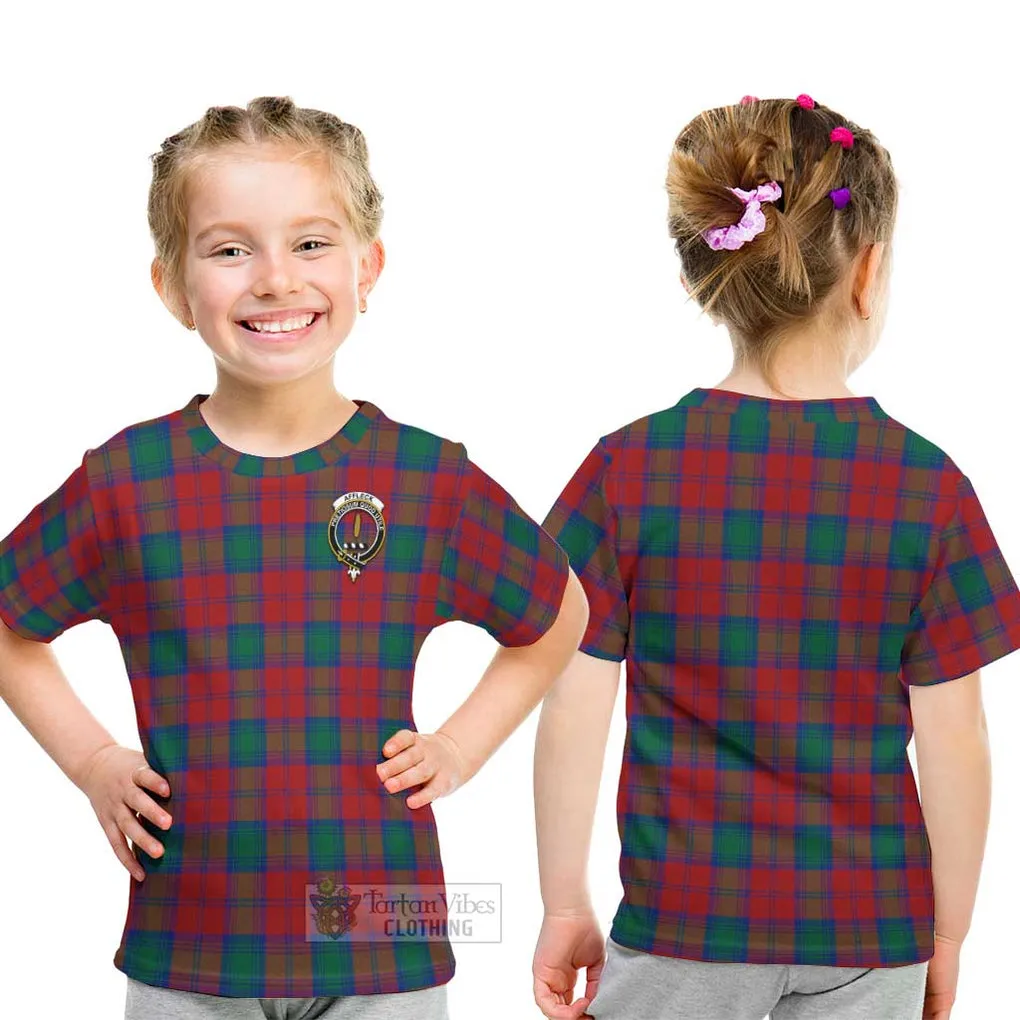 Affleck Tartan Kid T-Shirt with Family Crest