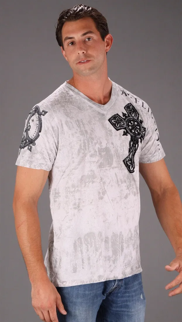 Affliction Spiker Wings Cross Mens Tee White