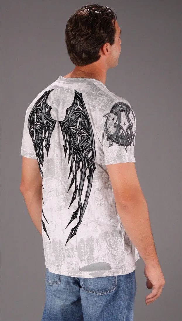 Affliction Spiker Wings Cross Mens Tee White