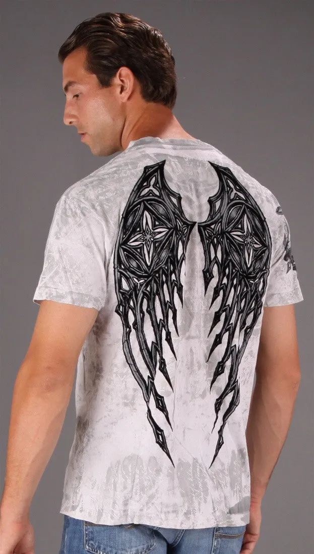 Affliction Spiker Wings Cross Mens Tee White