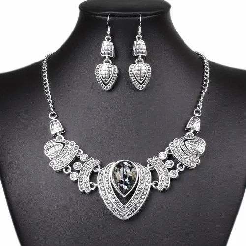 Affordable Rhinestone or Faux Pearl Necklace and Earring Wedding Bridal Fashion Jewelry Sets