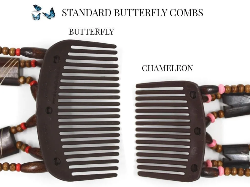 African Butterfly Chameleon Hair Comb - Dalena Clear 24