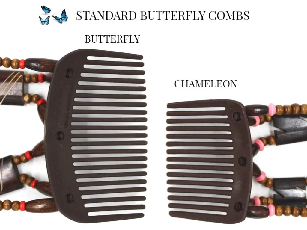 African Butterfly Chameleon Hair Comb - Dupla Black 35