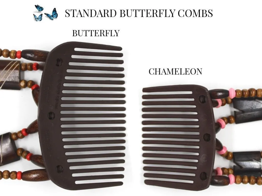 African Butterfly Chameleon Hair Comb - Ndebele Black 49