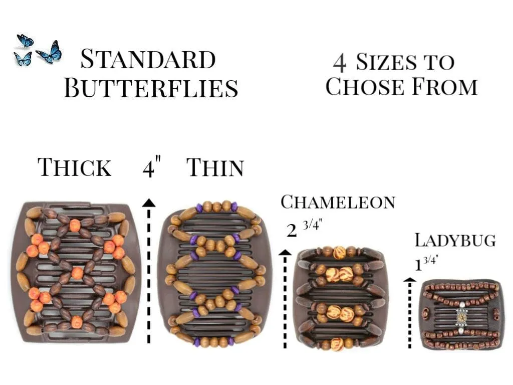 African Butterfly Chameleon Hair Comb - Ndebele Brown 92