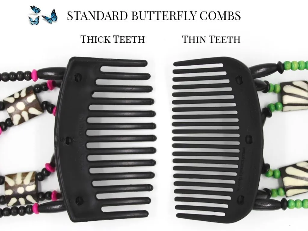 African Butterfly Hair Comb - Flowers Black 50