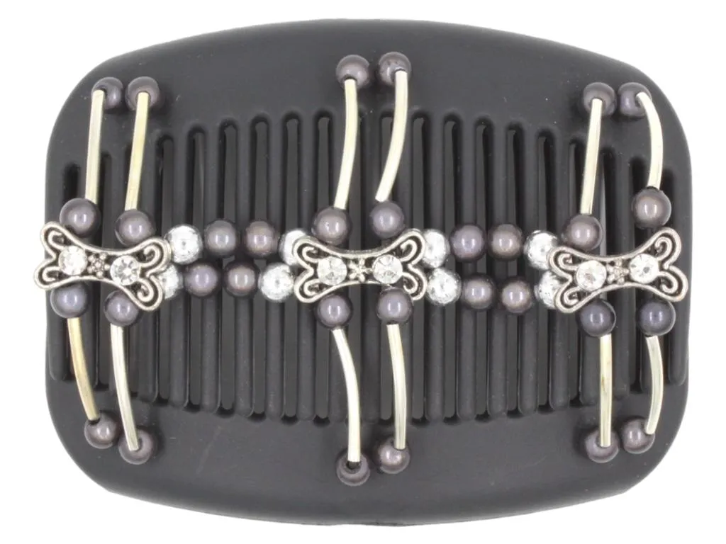 African Butterfly Hair Comb - Flowers Black 50