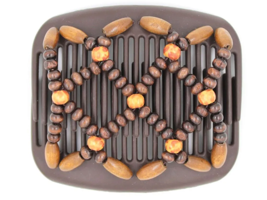 African Butterfly Hair Comb - Ndebele Brown 92