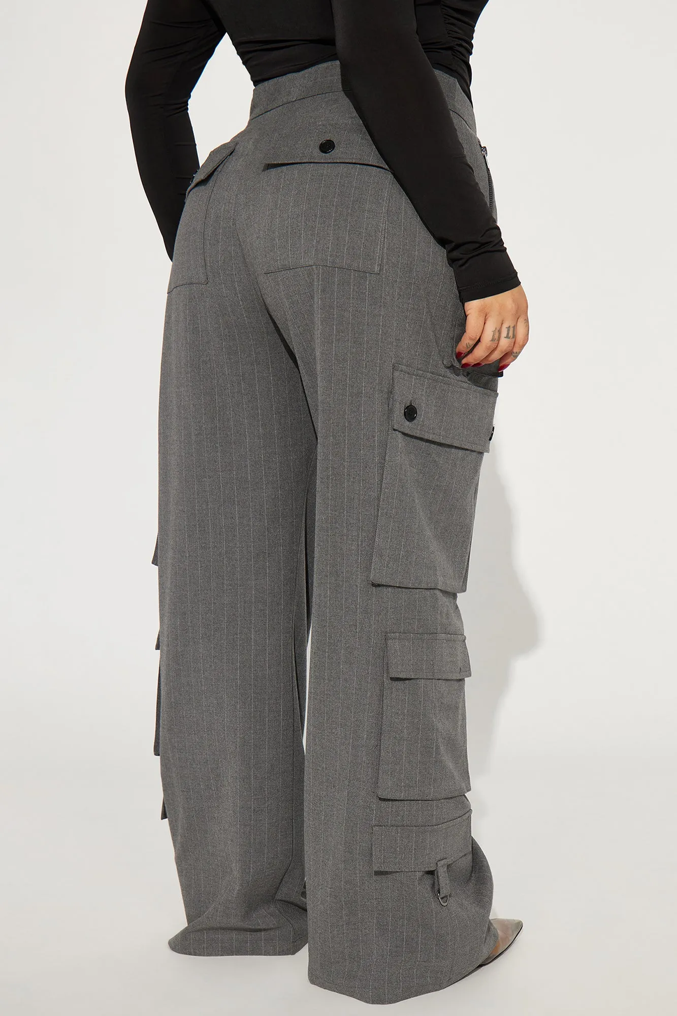 After Hours Pinstripe Trouser - Charcoal