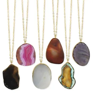 Agate Pendant Long Necklace