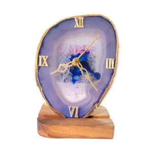 Agate Table Clock with Wooden Stand #05