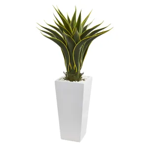 Agave Artificial Plant in White Planter