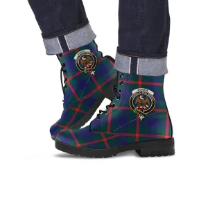 Agnew Tartan Leather Boots with Family Crest