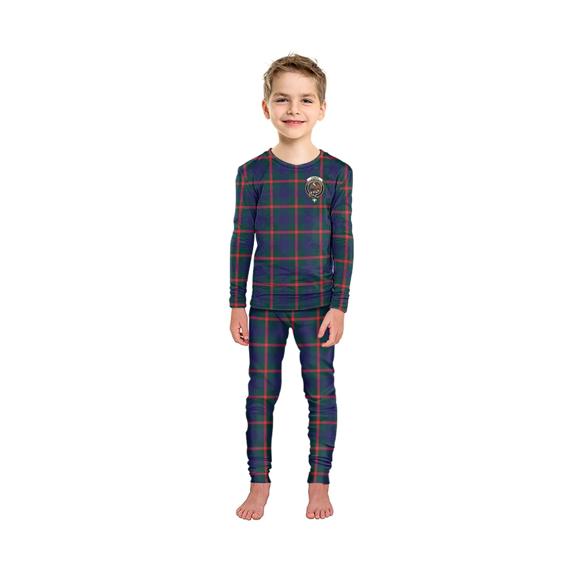 Agnew Tartan Pajamas Family Set with Family Crest