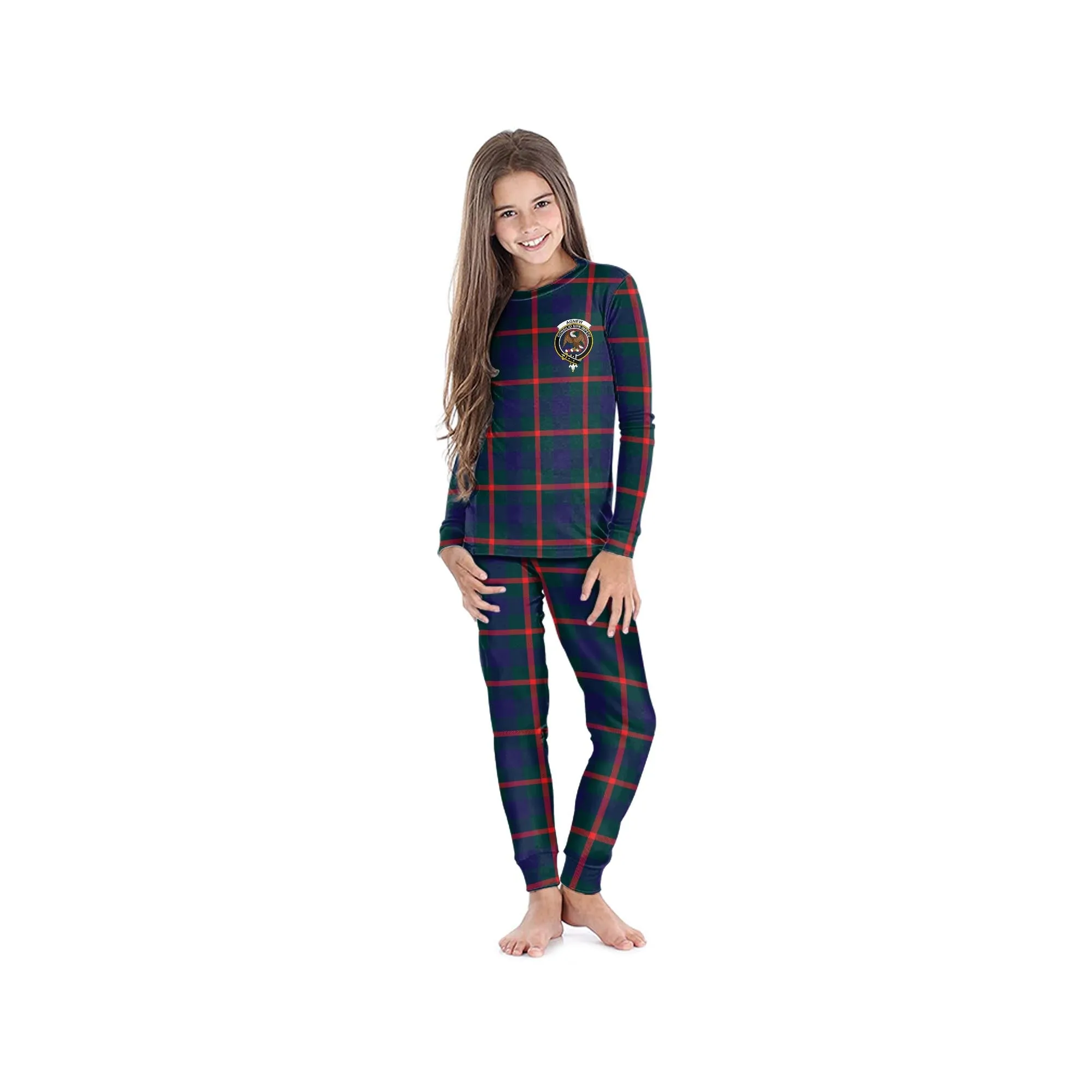 Agnew Tartan Pajamas Family Set with Family Crest