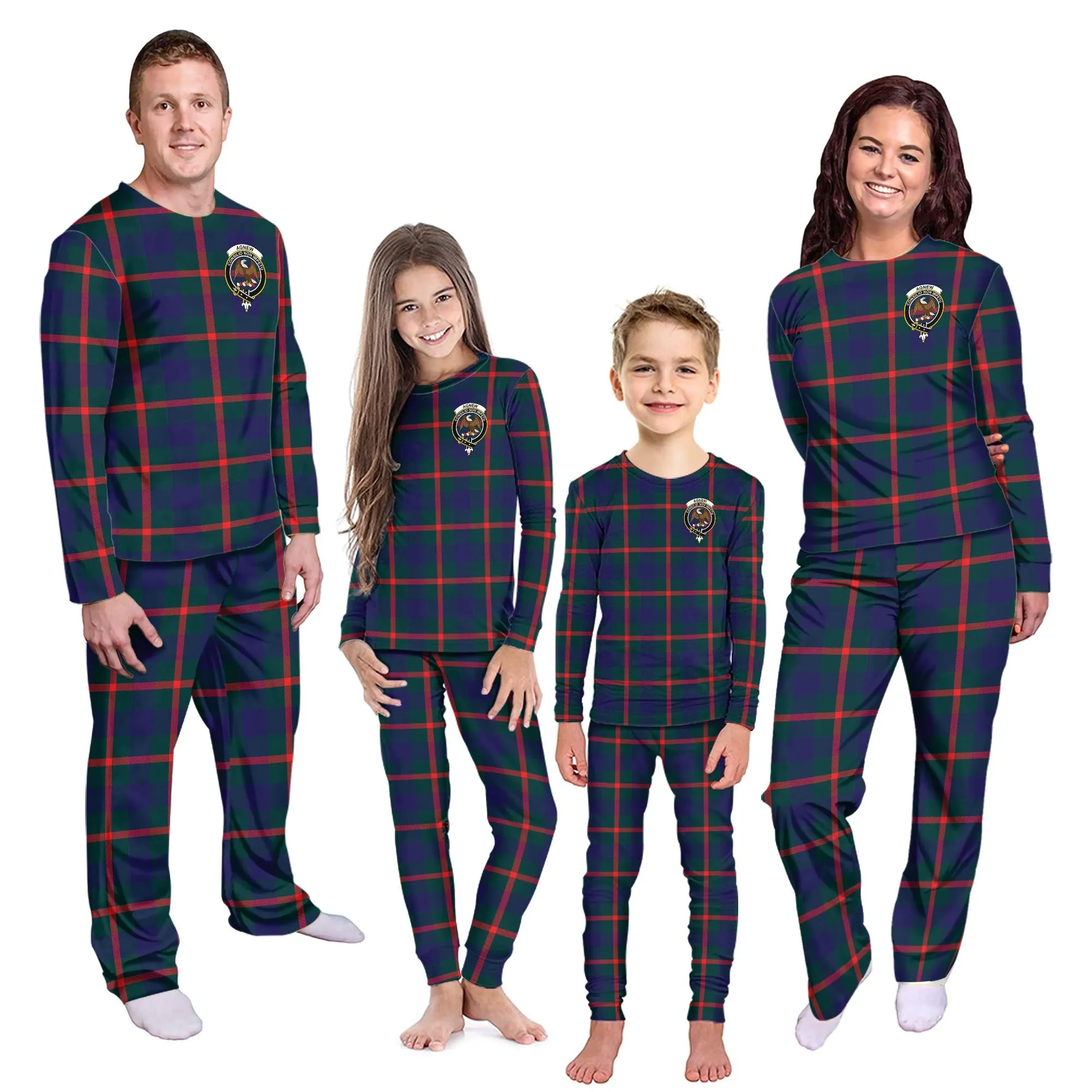 Agnew Tartan Pajamas Family Set with Family Crest