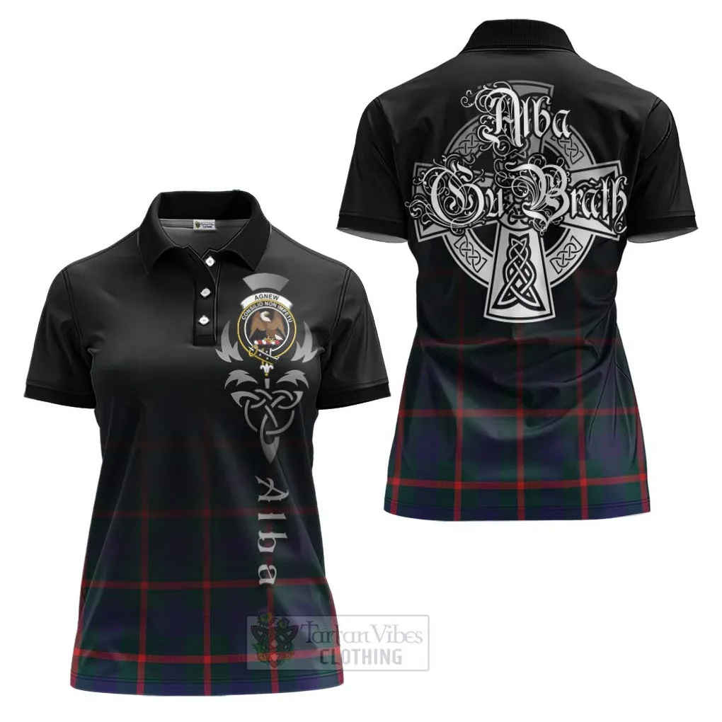 Agnew Tartan Women's Polo Shirt Featuring Alba Gu Brath Family Crest Celtic Inspired