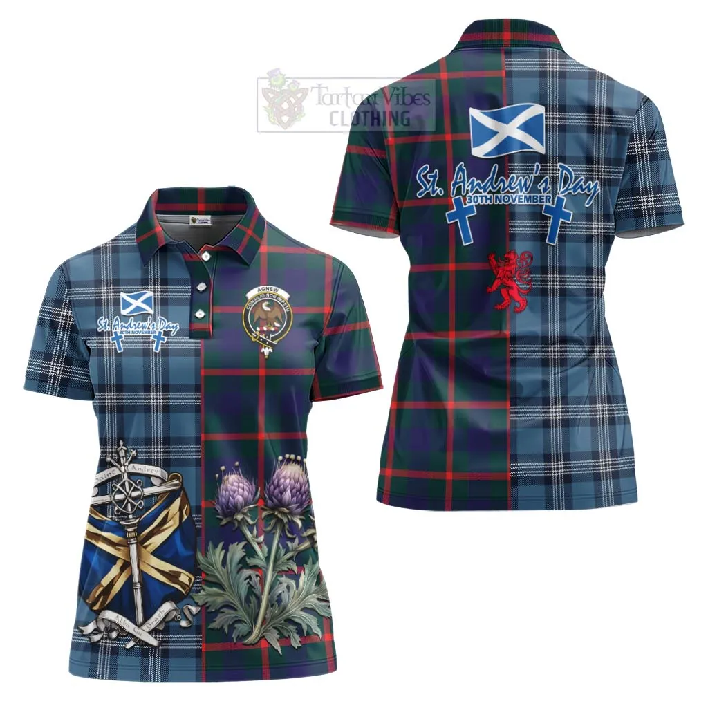 Agnew Tartan Women's Polo Shirt Happy St. Andrew's Day Half Tartan Style