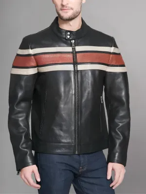 Agostini Distressed Stripped Racer Jacket