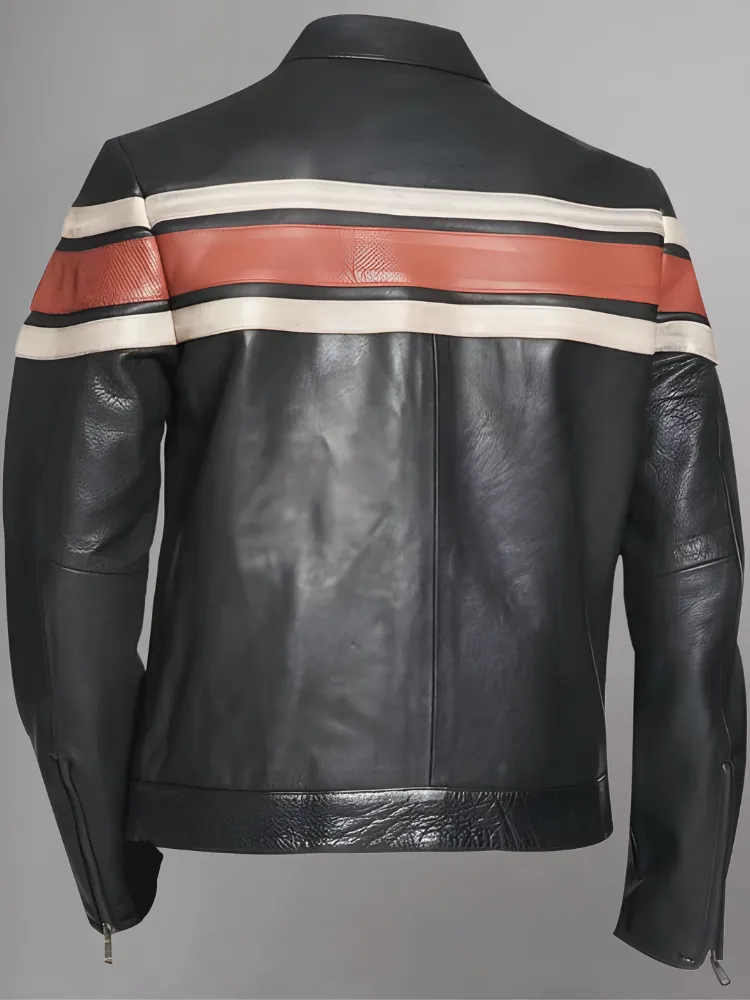 Agostini Distressed Stripped Racer Jacket