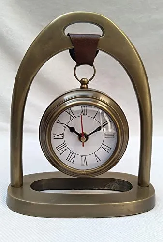 AGS Instruments, Antique Style Aluminium Table Clock 6" Size with Hanging On Stand centrally