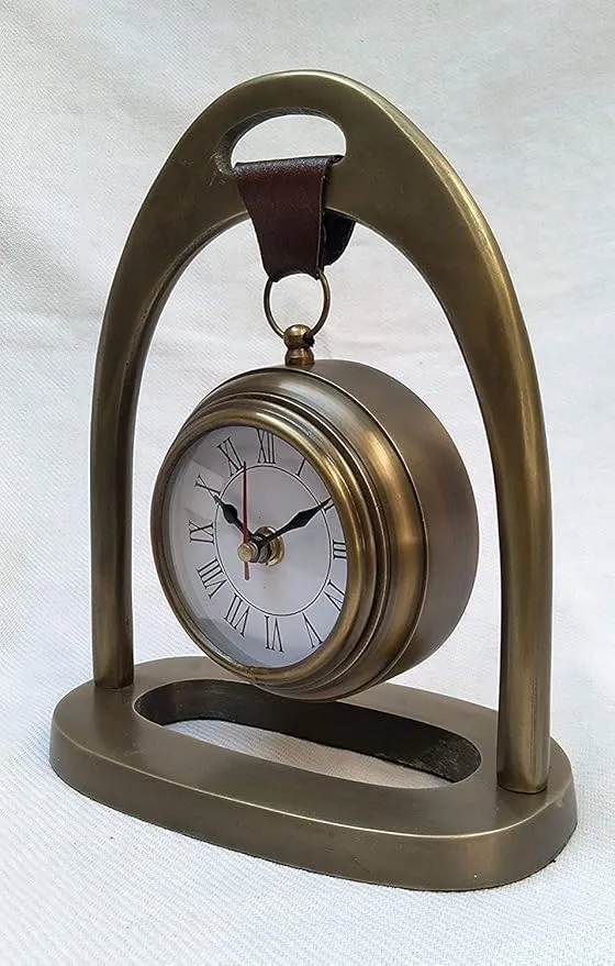 AGS Instruments, Antique Style Aluminium Table Clock 6" Size with Hanging On Stand centrally