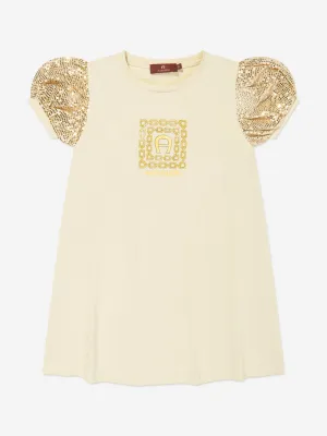 Aigner Girls Logo T-Shirt Dress in Beige