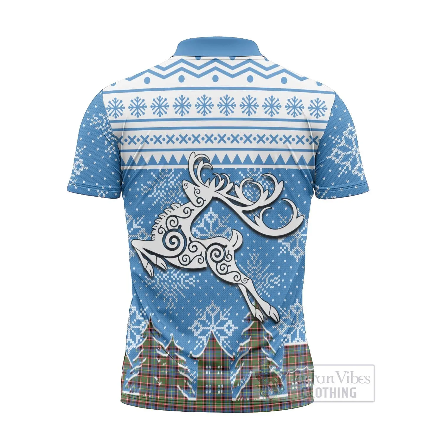 Aikenhead Clan Christmas Zipper Polo Shirt Celtic Reindeer Style