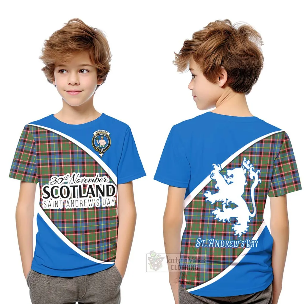 Aikenhead Family Crest Tartan Kid T-Shirt Celebrate Saint Andrew's Day in Style