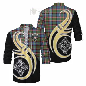 Aikenhead Tartan Ghillie Kilt Shirt with Family Crest and Celtic Symbol Style