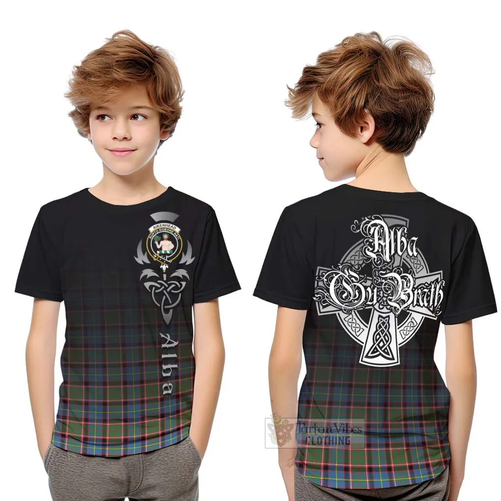 Aikenhead Tartan Kid T-Shirt Featuring Alba Gu Brath Family Crest Celtic Inspired