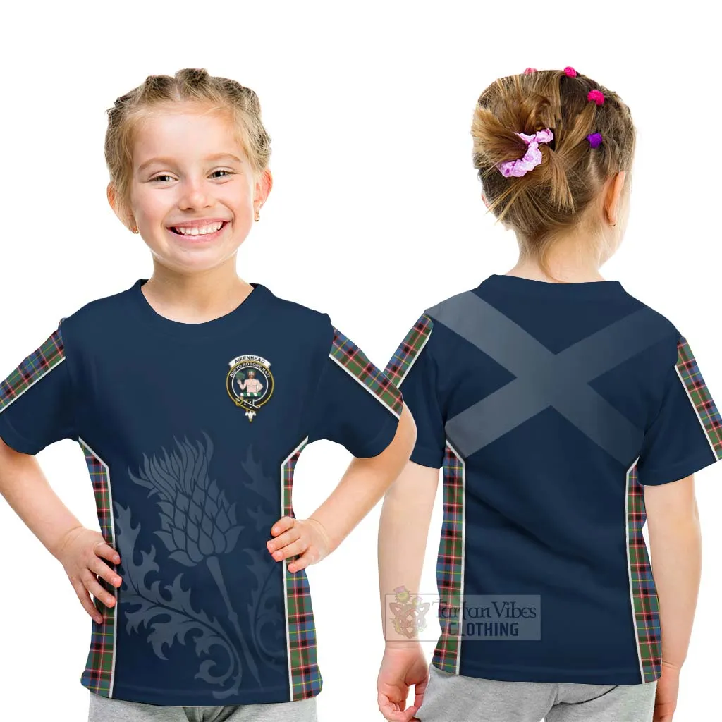 Aikenhead Tartan Kid T-Shirt with Family Crest and Scottish Thistle Vibes Sport Style