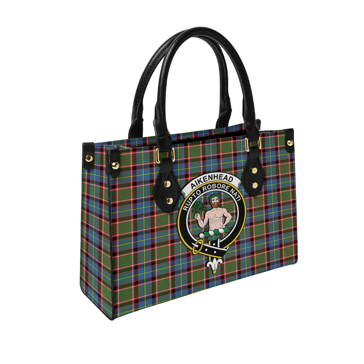 Aikenhead Tartan Leather Bag with Family Crest