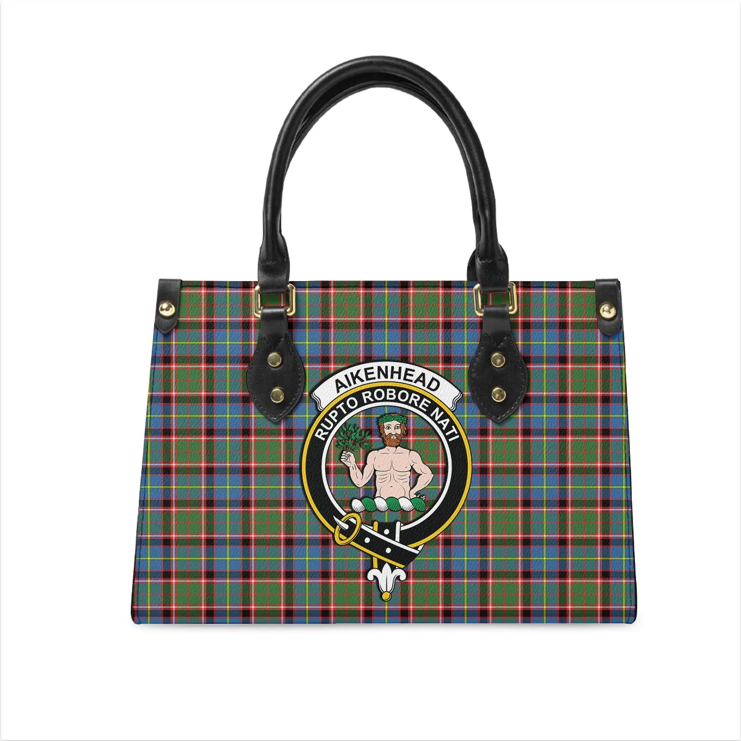 Aikenhead Tartan Leather Bag with Family Crest