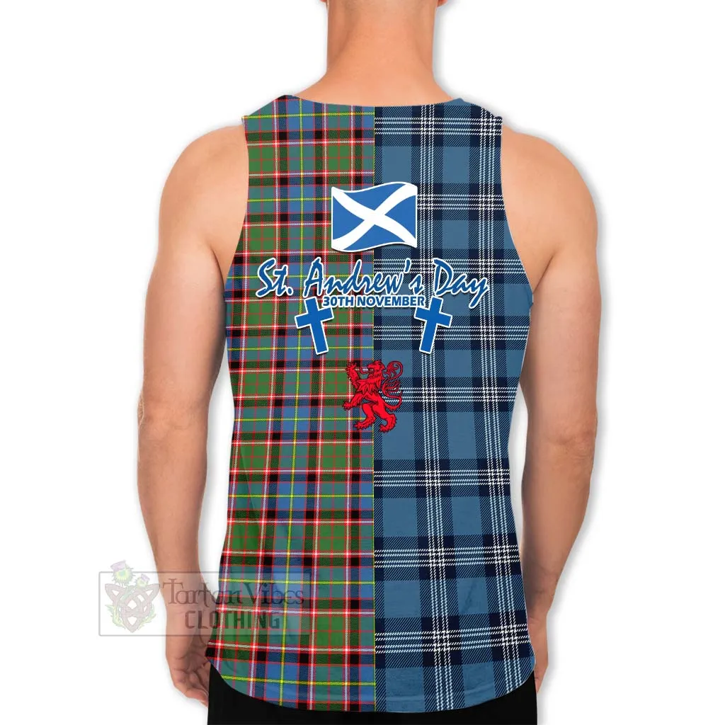 Aikenhead Tartan Men's Tank Top Happy St. Andrew's Day Half Tartan Style